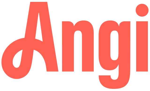Red "Angi" logo in bold, modern typography on a transparent background.
